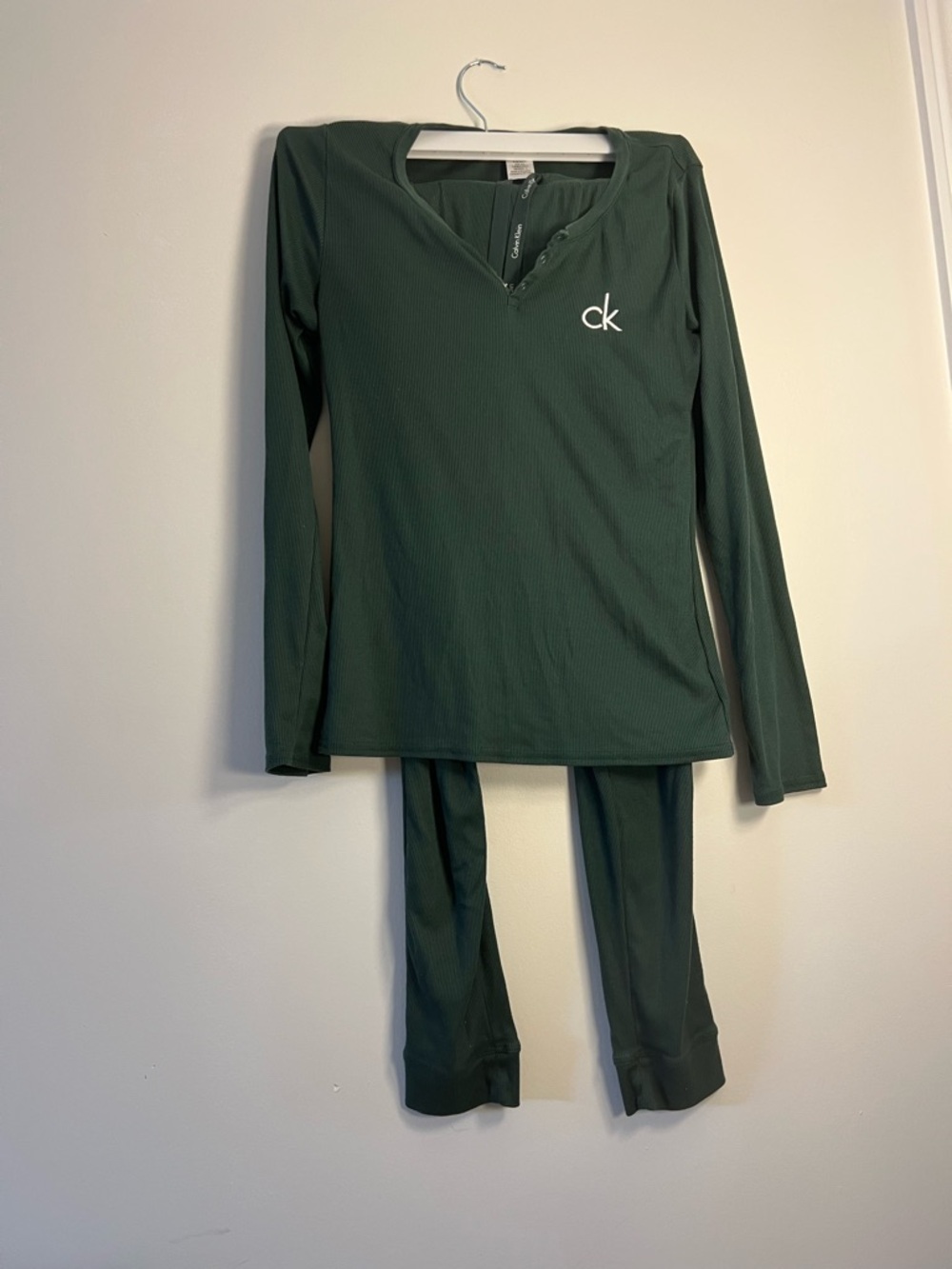 Calvin Klein Dark Green Long Sleeve Pajama Set